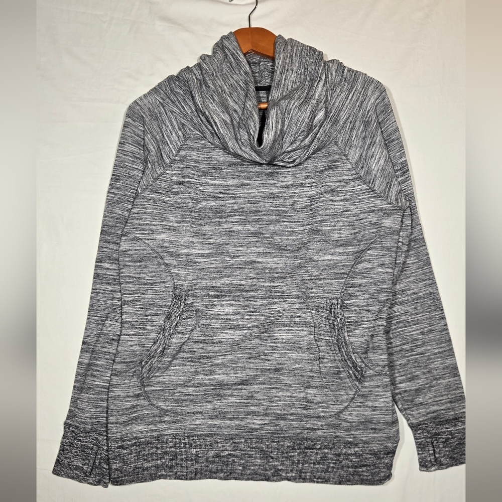 L.L. Bean Marled Gray Cowl Neck Sweater, EUC Size Large
